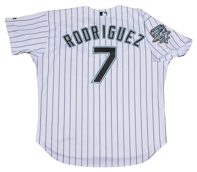 2003 Ivan Rodriguez Game Used Florida Marlins Home Jersey With 10th Anniversary Patch 
